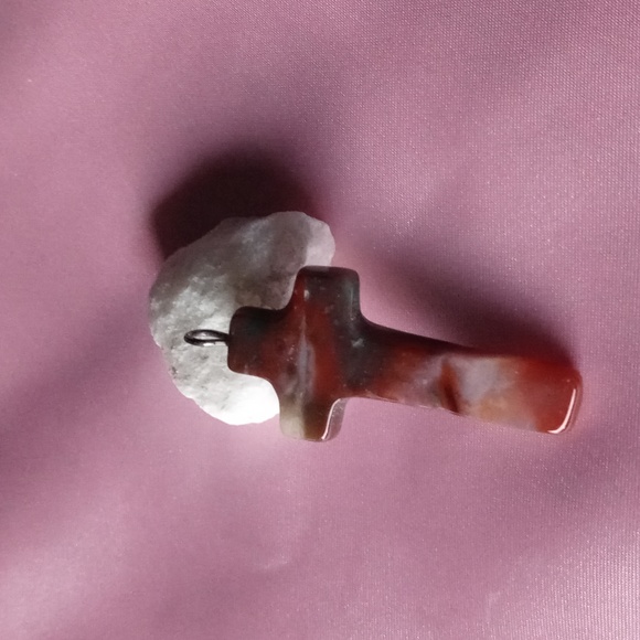 Other - Brown Red Rutilated Quartz Cross Pendant